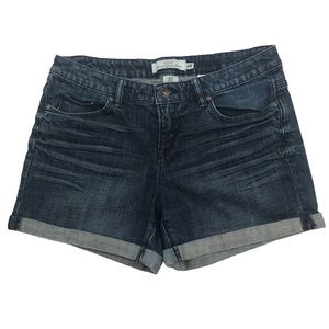 H&M Jean Denim Shorts Dark Wash Whiskered 26 Mini Cuff